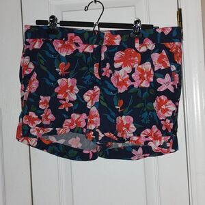 Joe Fresh navy pink floral shorts Sz  10
